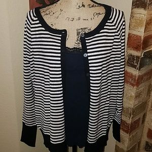 STRIPED METALLIC CARDIGAN